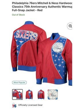Philadelphia 76ers Mitchell & Ness Hardwood Classics 75th Anniversary Authentic